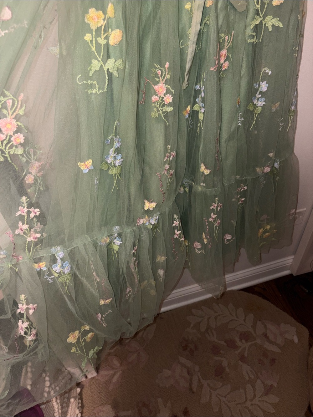 Women’s Floral Embroidered Corset Long Dress 8 NWOT - Picture 9 of 11